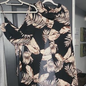 Tropical Leaf Print Women's Top